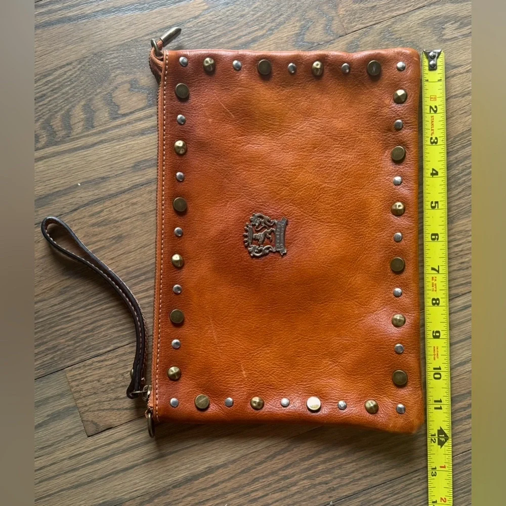 Elegant Orange Leather Money Clip with Studded Design
